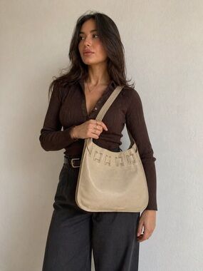 Gucci Vintage Beige Leather Shoulder Bag  Jackie O Jackie Hobo Tom Ford